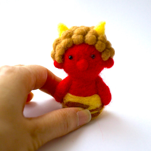 羊毛フェルト 赤鬼の置き物 かわいい 節分 羊毛フェルト だんけひつじ
