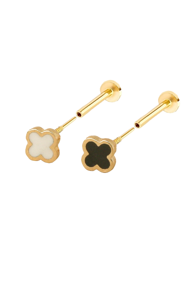 14K金 ゴールド クローバーヘリックス 軟骨 アンチトラガス アウター インナーコンク イヤリング ピアス ラブレット