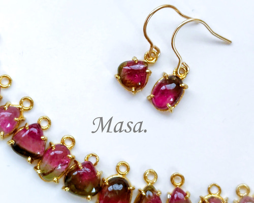 再販＊【14Kgf】バイカラートルマリンピアス／イヤリング ピアス