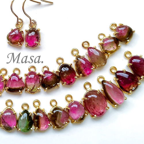 再販＊【14Kgf】バイカラートルマリンピアス／イヤリング ピアス