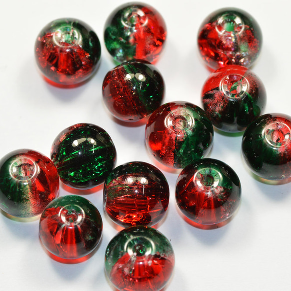 チェコ ラウンド 8mm クリスマスカラー 5コ入り チェコ丸 ビーズ CT146 1枚目の画像