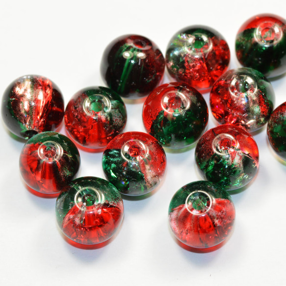 チェコ ラウンド 8mm クリスマスカラー 5コ入り チェコ丸 ビーズ CT146 2枚目の画像