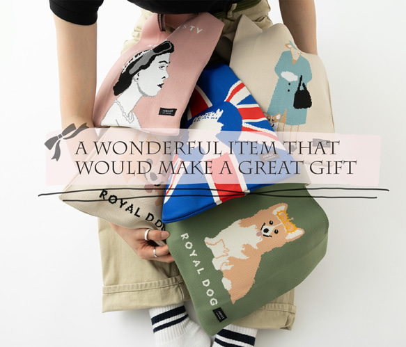 Jubilee ニット マルシェバッグ イギリス ミニトートバッグ 犬 ユニオンジャック JB-toteK-ORG 6枚目の画像