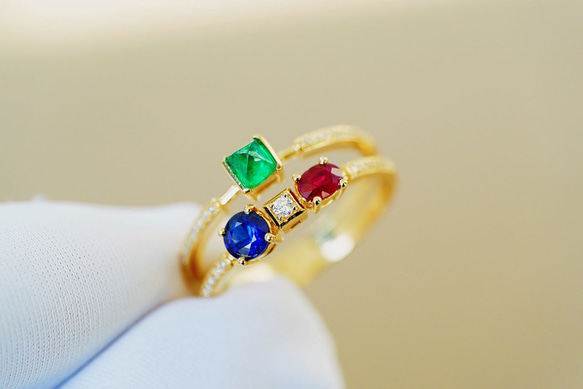 アンティーク＊K18＊美しい天然サファイア＆シードパールソ付リングです 天然ダイヤモンド付きサファイアリングk18 指輪・リング パール