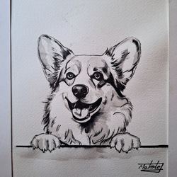 ビーグル 鉛筆画(色紙) 色鉛筆画 ビーグル犬 絵画 makochin 通販