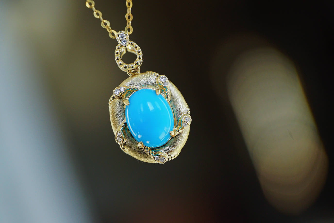 「眠り姫」K18ゴールド　成功・繁栄・健やかな体・旅の安全　12月の誕生石　アリゾナトルコ石　ターコイズ　ペンダントのみ