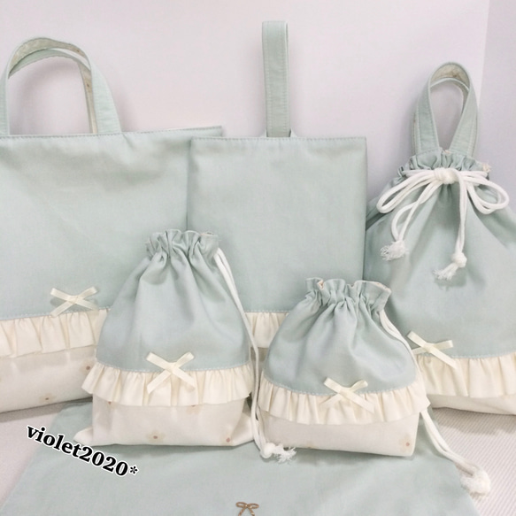 naka　手刺繍　ローズ　濃紺　レッスンバッグ　シューズバッグ　お着替え袋 naka様専用 手刺繍 ローズ 濃紺 レッスンバッグ シューズバッグ