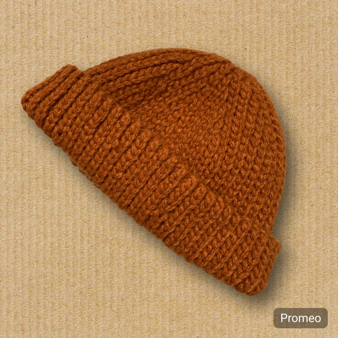 オレンジブラウン☆ニット帽☆ビーニー ニット帽・ビーニー