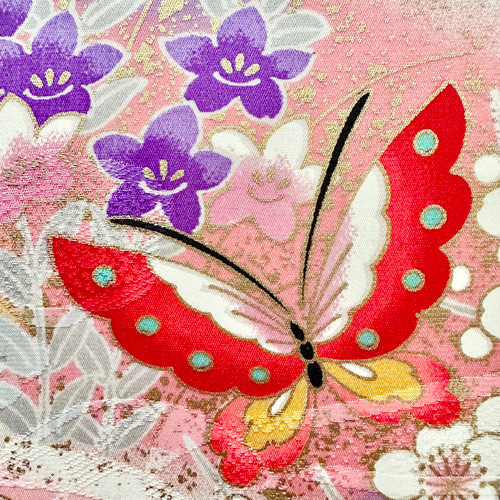 着物のファブリックパネル ハレの日 ピンク（3枚セット）22×22cm