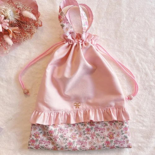 レッスンバッグ♡リバティ柄♡名入れ・イニシャル刺繍可