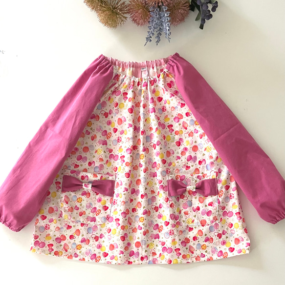 ハンドメイドスモック size120 リボン No.260