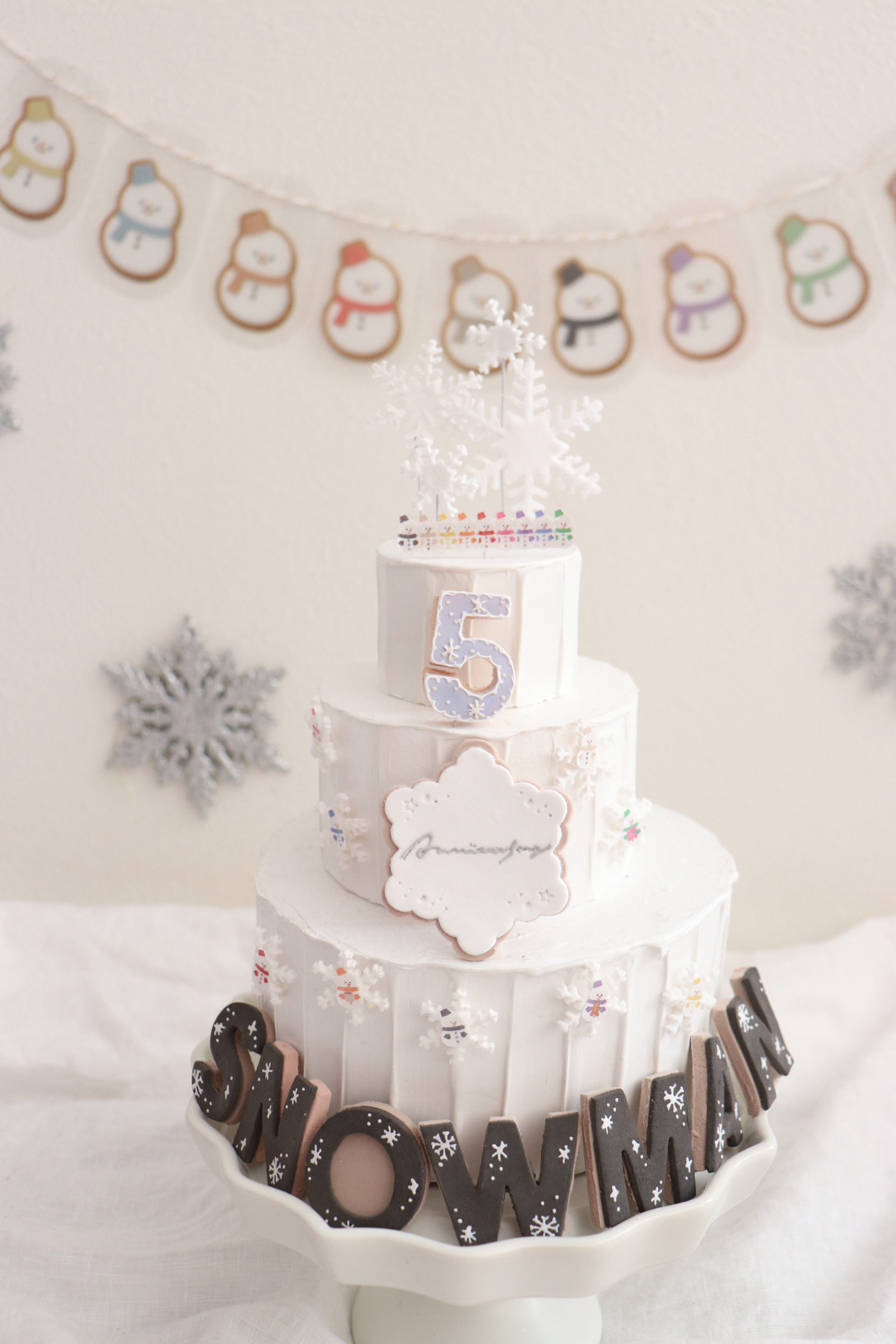 雪の結晶　SnowManクレイケーキ♡アルファベット＆ナンバー＆型♪ケーキトッパー　クレイケーキトッパー　飾り付け