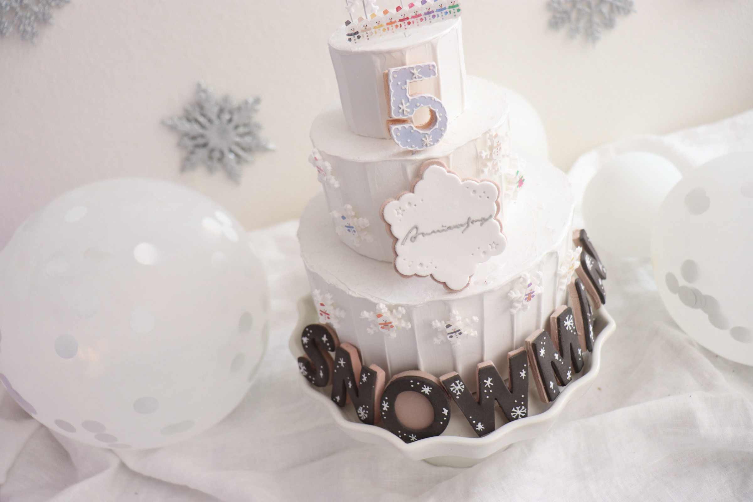 雪の結晶　SnowManクレイケーキ♡アルファベット＆ナンバー＆型♪ケーキトッパー　クレイケーキトッパー　飾り付け