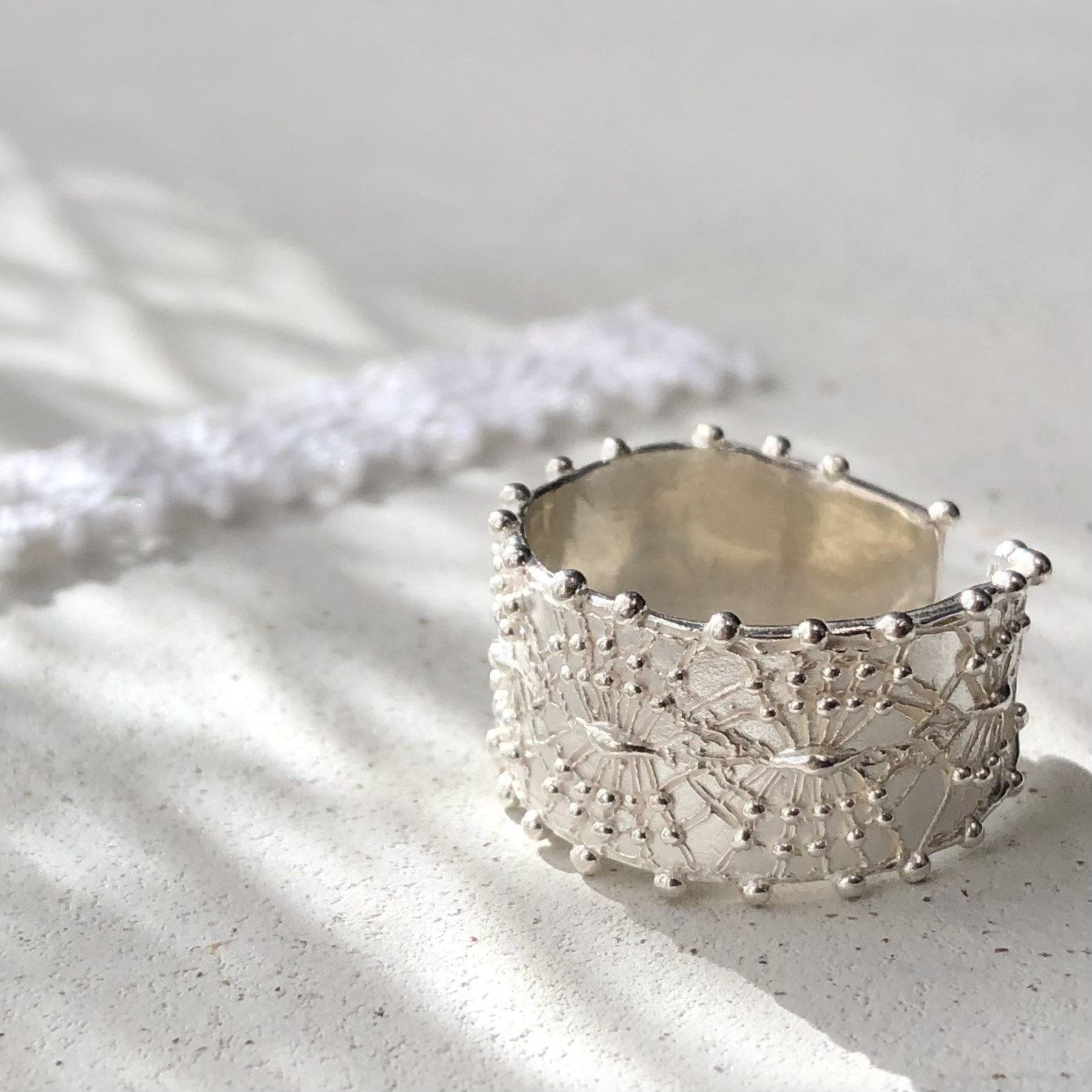 collaboration nanduti silver ring