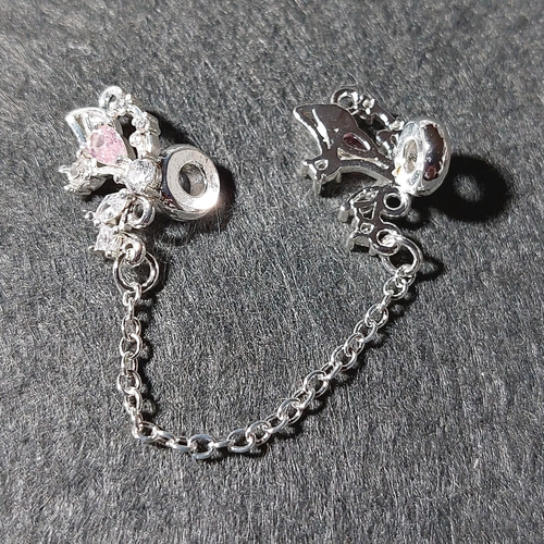 真鍮 蝶のチェーン付きパーツ ロンデル シルバー色 金具