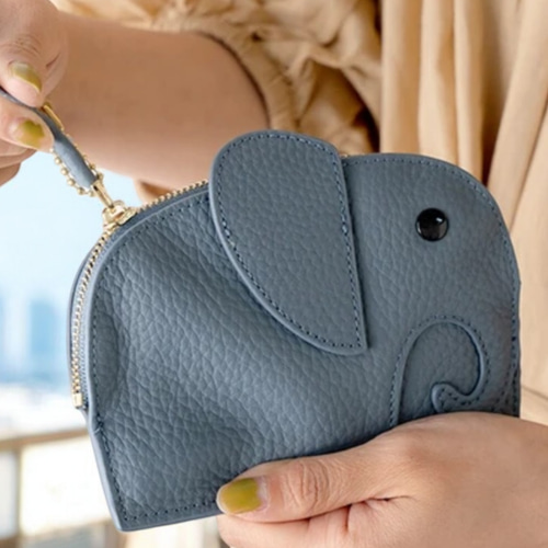 ゾウさん アニマル ミニ財布 コインケース 小銭入れ 【本牛革
