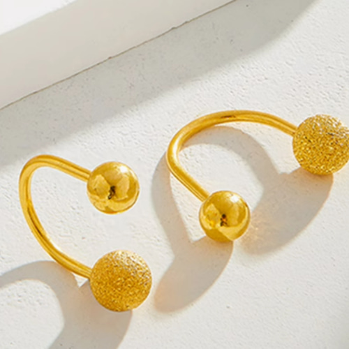 14K&24K（片耳）K14Gold24金ピアスK24U字ネジ式 つや消しボールピアス