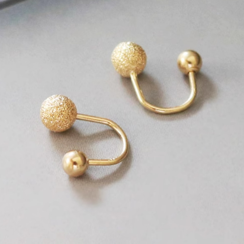 14K&24K（片耳）K14Gold24金ピアスK24U字ネジ式 つや消しボール