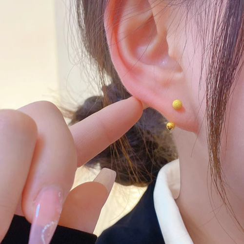 14K&24K（片耳）K14Gold24金ピアスK24U字ネジ式 つや消しボールピアス