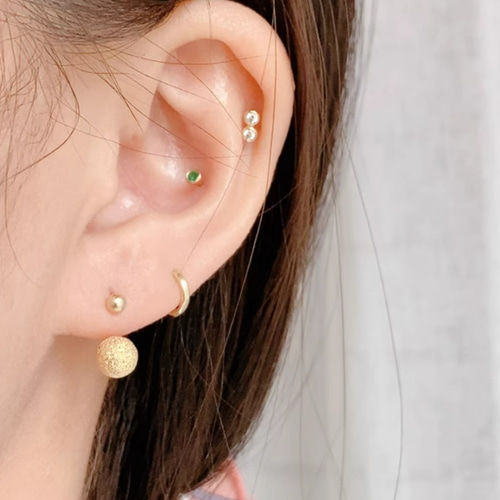 14K&24K（片耳）K14Gold24金ピアスK24U字ネジ式 つや消しボールピアス