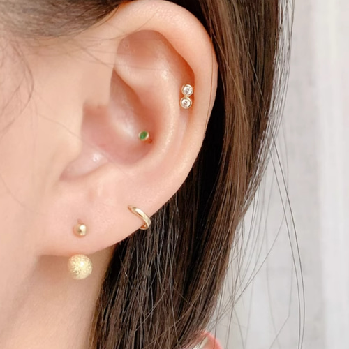 14K&24K（片耳）K14Gold24金ピアスK24U字ネジ式 つや消しボールピアス