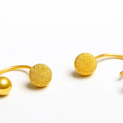 14K&24K（片耳）K14Gold24金ピアスK24U字ネジ式 つや消しボール