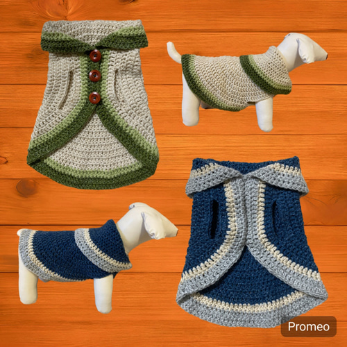犬服セミオーダー】 カーディガン セーター ポンチョ 手編み ケープ お