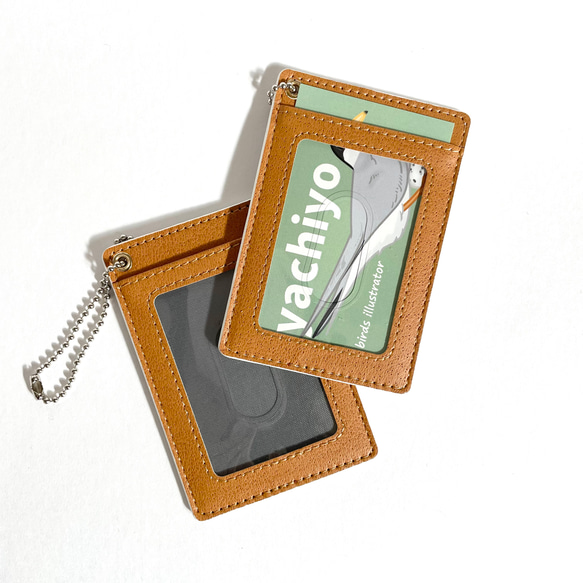 春咲くミモザとカスミソウ 野鳥さんのパスケース 定期入れ （ボールチェーン付き カワセミさん ハクセキレイさん） 4枚目の画像