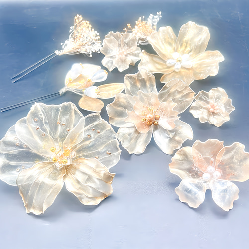 ゴールド 胡蝶蘭 の 髪飾り ⭐︎ ウェディング 卒業式 成人式