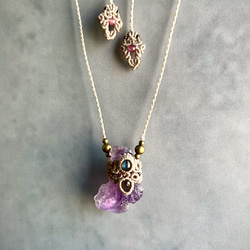 アメジストクラスターマクラメペンダント ネックレス・ペンダント