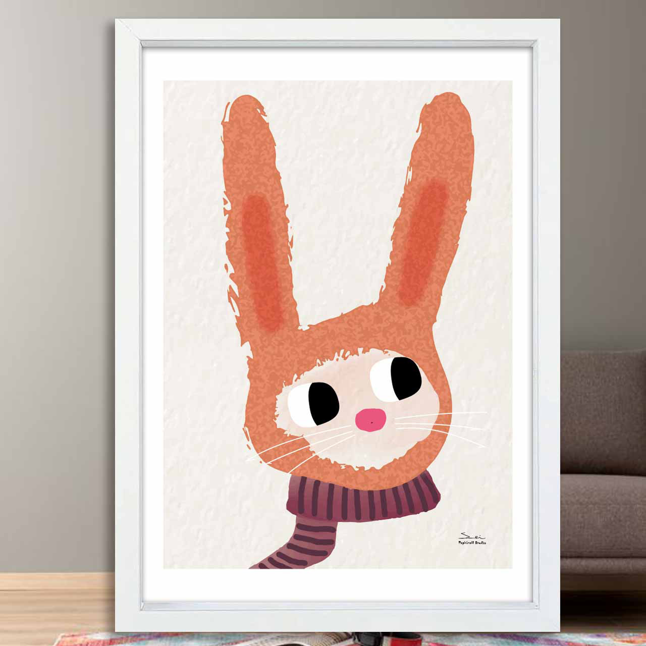 ウサギの帽子　うさぎ　お気に入り8000件突破　イラスト　ポスター　A4〜A1　アート  アートポスター　3309