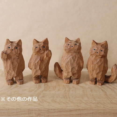 木彫りの猫 玉乗り猫 39cm