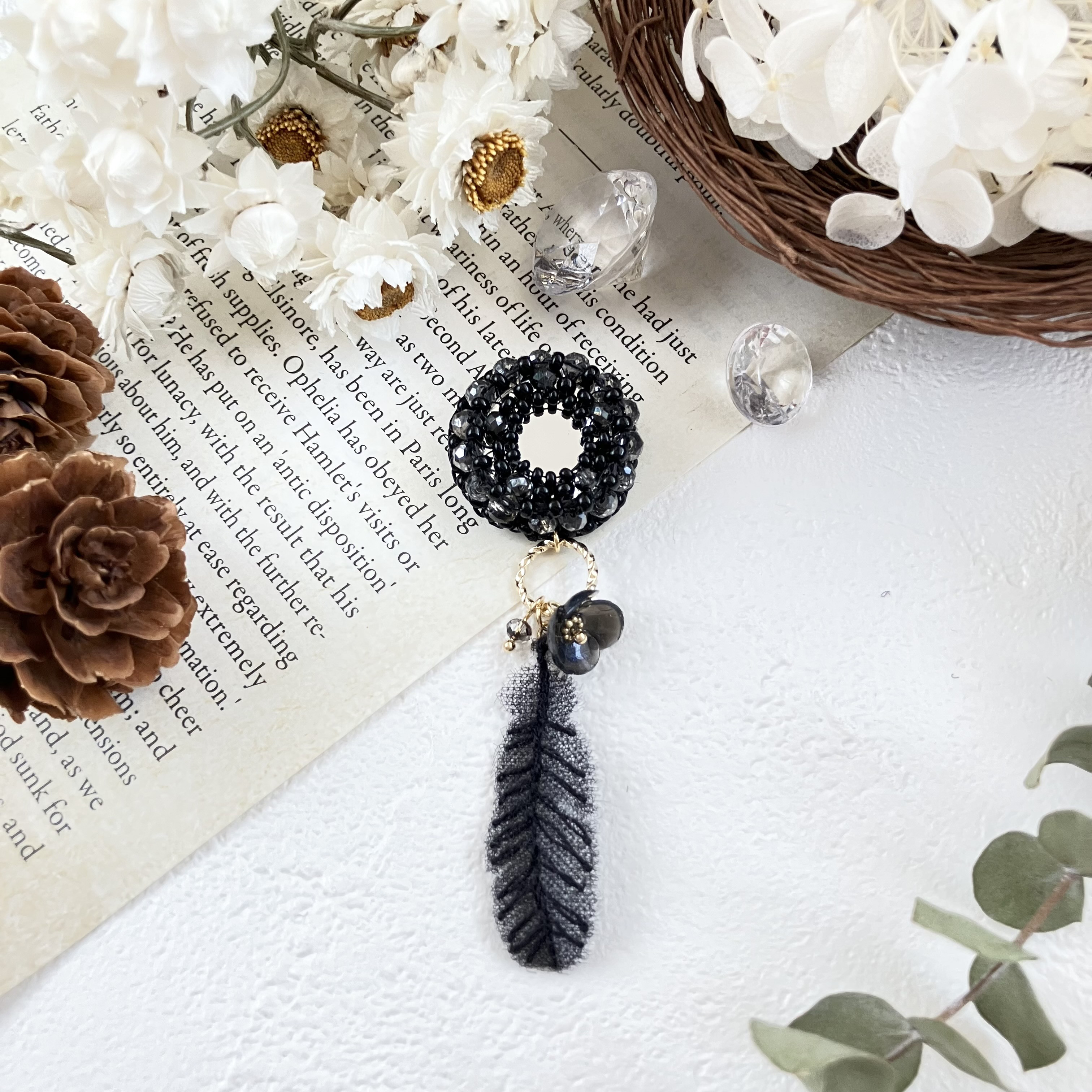 NO 387レジン ヘアゴム ブローチ ハンドメイド 猫ちゃん 花ねこ