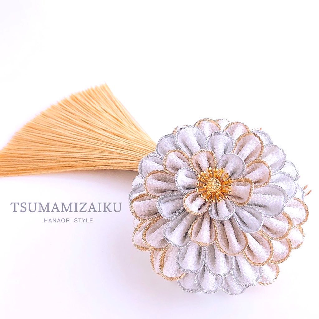 豪華つまみ細工和装髪飾り かんざし 簪 神前式 和婚 白無垢 成人式前撮り 振袖 レース着物ヘア 卒業式 袴 白×金×銀