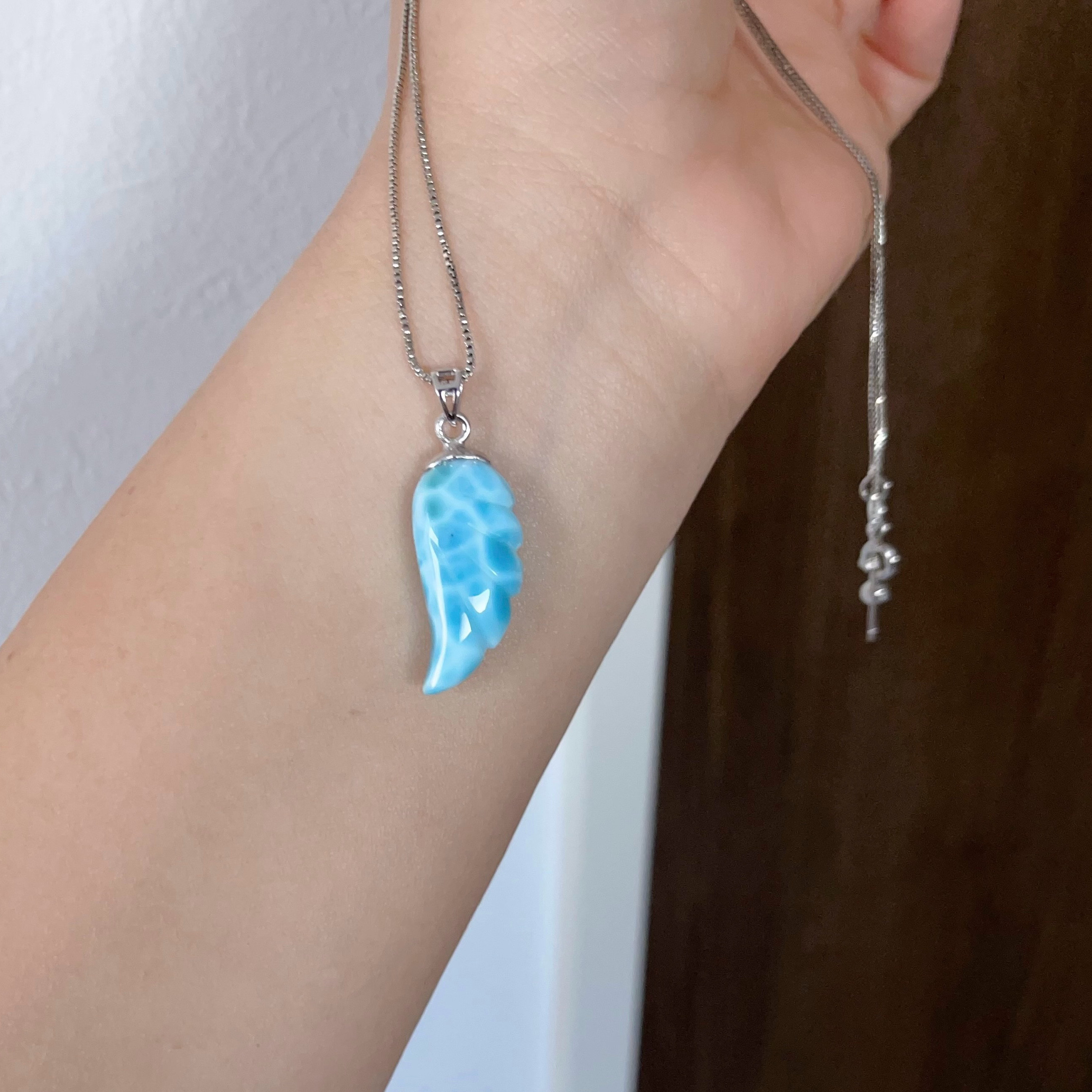 天然無処理　ラリマー  翼　ペンダント ③