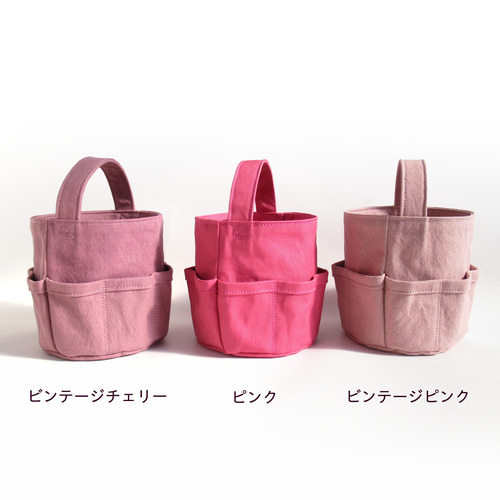 受注生産】ツールバッグ お裁縫かばん ビンテージピンク バケツバッグ
