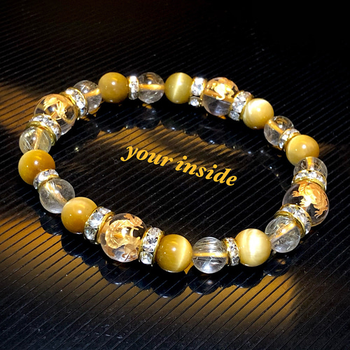 四神獣 金色彫り水晶 ルチルクォーツ ゴールデンタイガーアイ 天然石