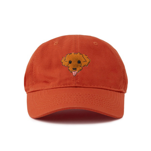 犬の刺繍 ベージュ ベースボールキャップ ベージュ ベースボールキャップ 犬の刺繍