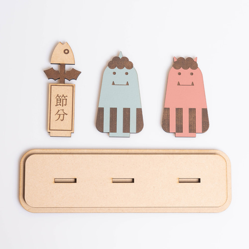 節分☆赤鬼&青鬼　イワシさんも♡ 節分☆赤鬼&青鬼 イワシさんも♡ 赤鬼青鬼の節分文字イラストのフリー