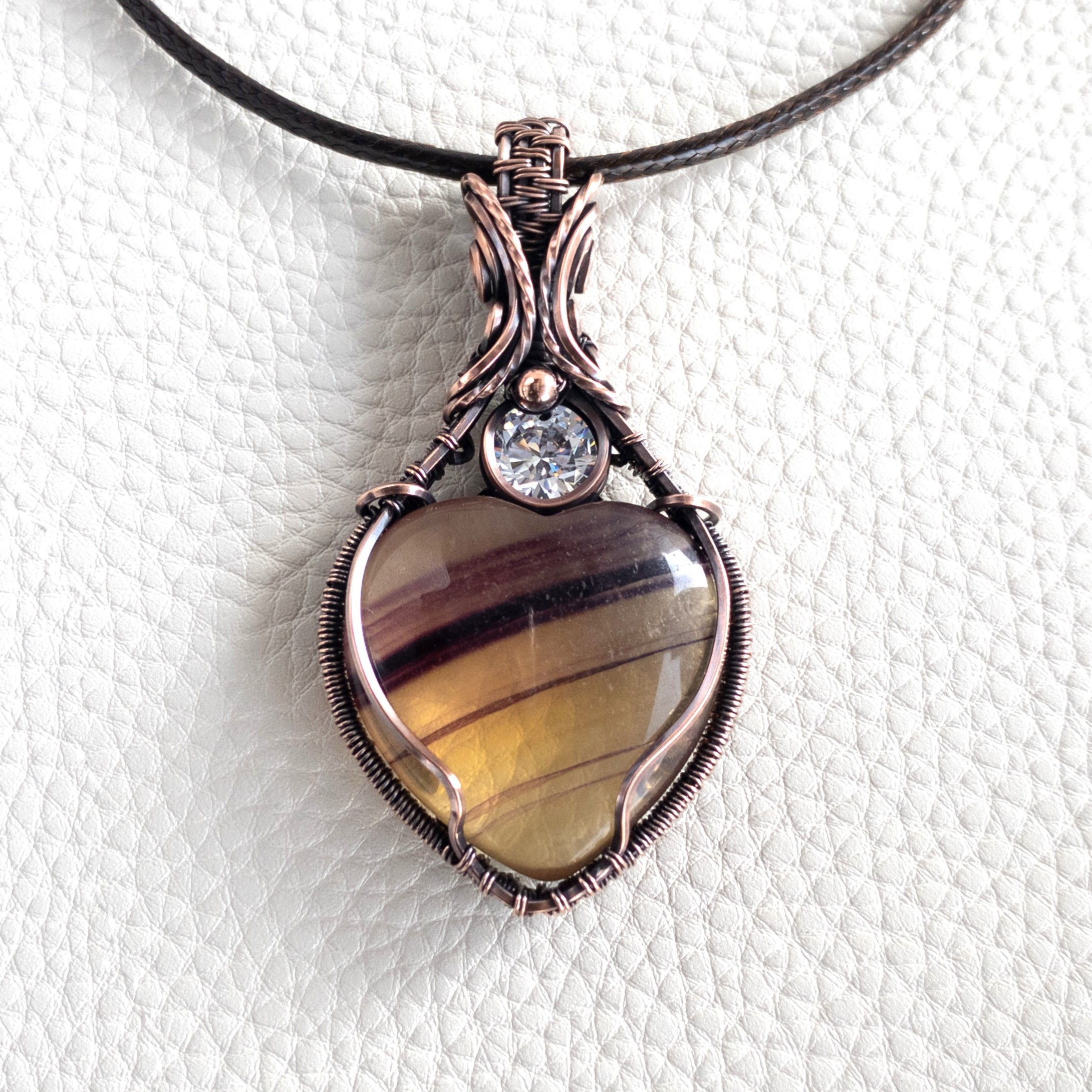 ＜フローライト＞ クオーレ ペンダント Copper Wire（いぶし）