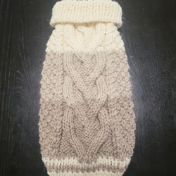 犬服♪ざっくり！アラン模様の手編みセーター(赤)(小型犬S