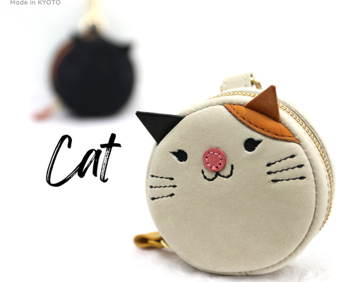猫ちゃん 丸ミニポーチ 三毛猫 キャット ポーチ ゴルフボール ケース