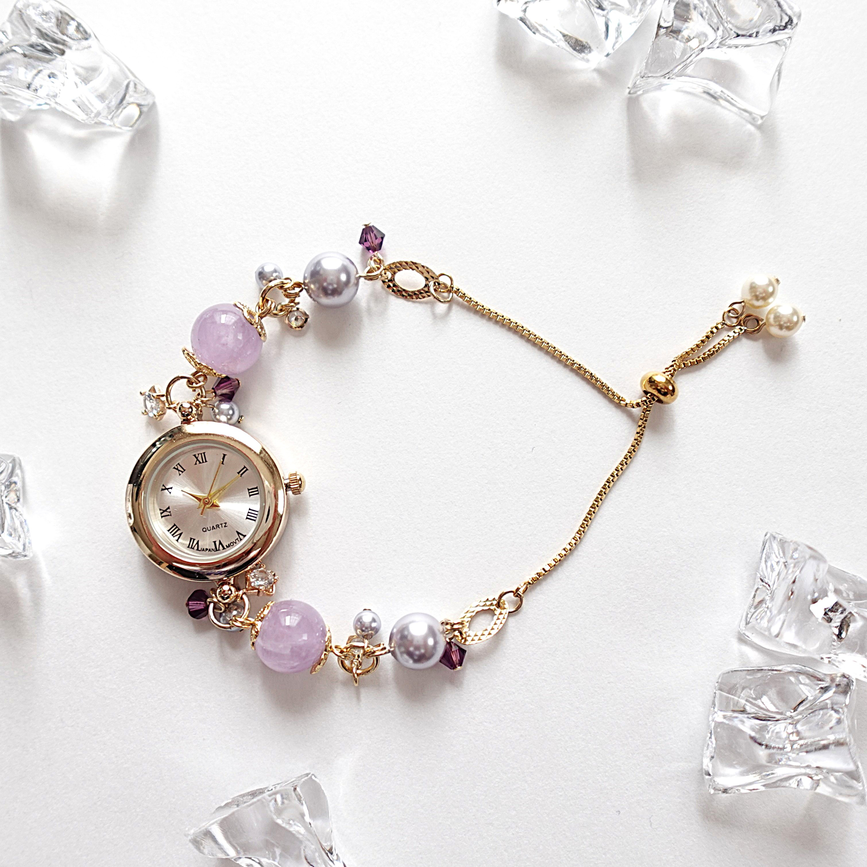 ラベンダーアメジストのブレスレットウォッチ