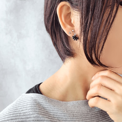 8月 誕生石 ブラックスピネル リング イヤリング / ピアス 痛くない 金属アレルギー対応 落ちない シンプル 天然石 6枚目の画像