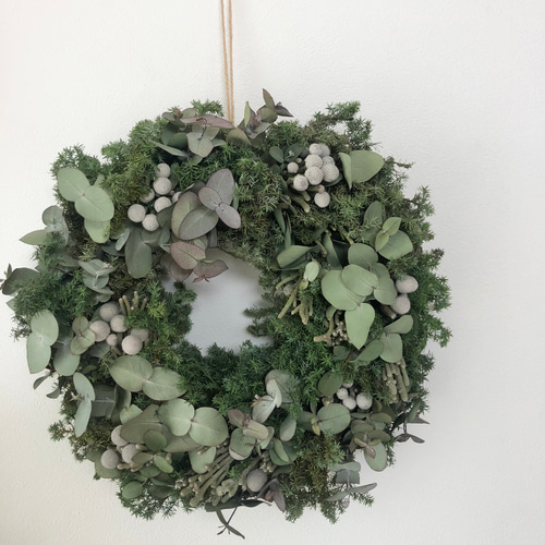 ユーカリとアネモネのフライングリース　ドライフラワーリース 【25408】 ユーカリとアネモネのフライングリース ドライフラワーリース