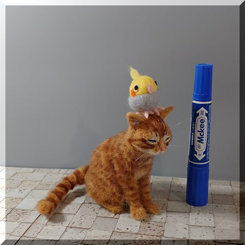 羊毛フェルト 猫 茶トラ猫さん チャトラ ねこ ネコ 猫フィギュア 羊毛