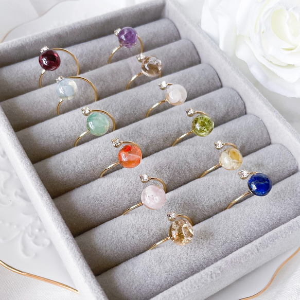 女士誕生石戒指，天然寶石，均碼，家庭戒指，一月誕生石，2026年春季誕生石 第2張的照片