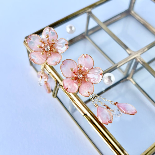 サクラサク 桜の花びらのネックレス 【受注制作】 ディップフラワー 桜
