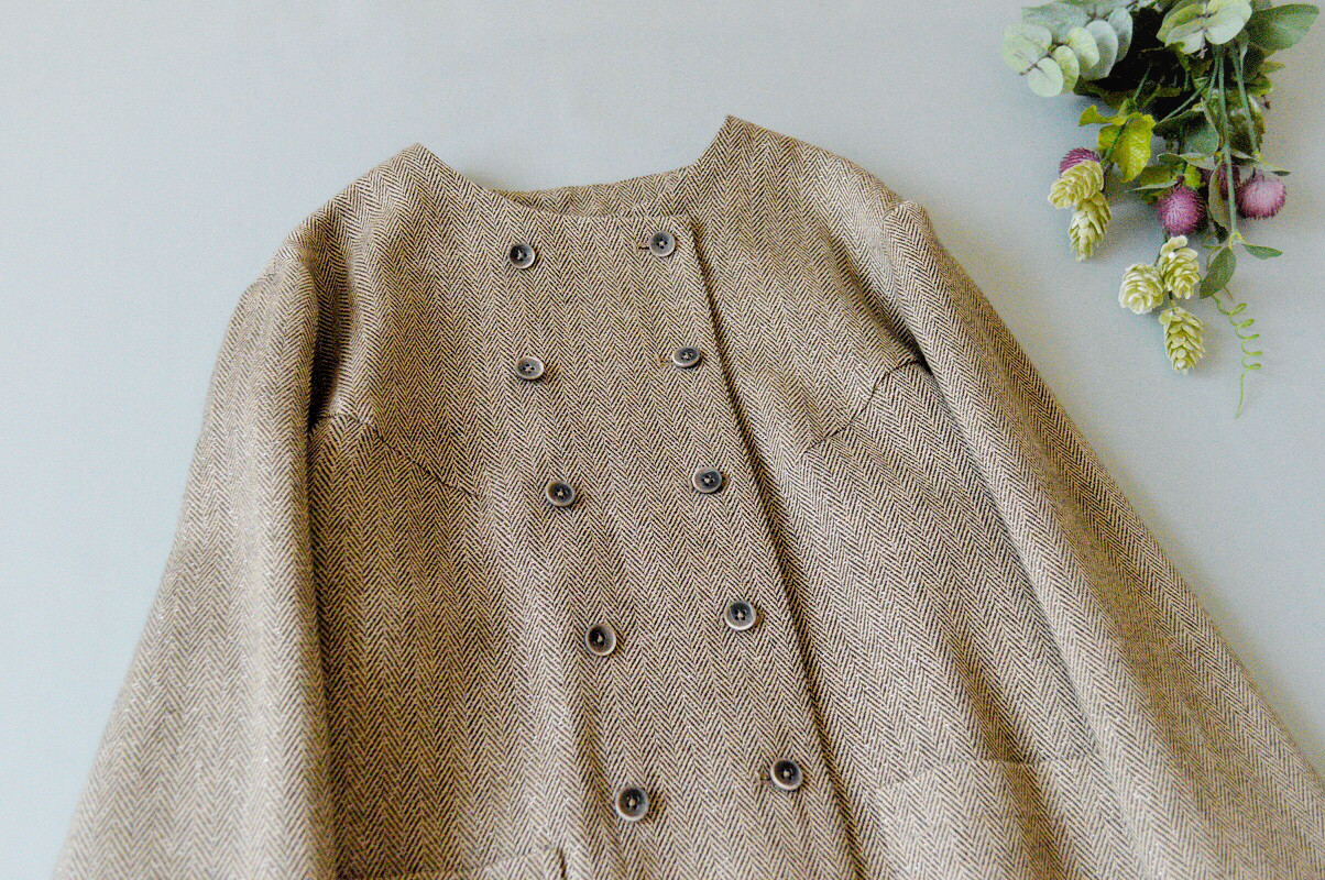 ヘリンボーンウール混ダンブルブレストジャケット♪