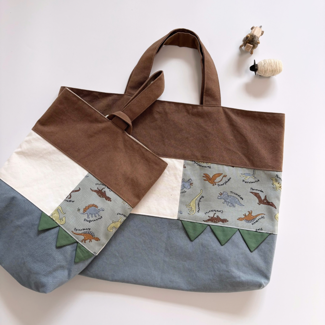 恐竜レッスンバッグ・シューズバッグset/男の子バッグ/入園入学セット/サイズオーダー可/入園入学2026